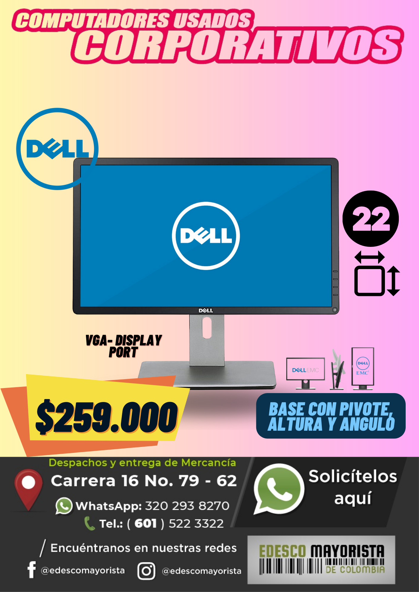 Monitor Dell 22 Pulgadas